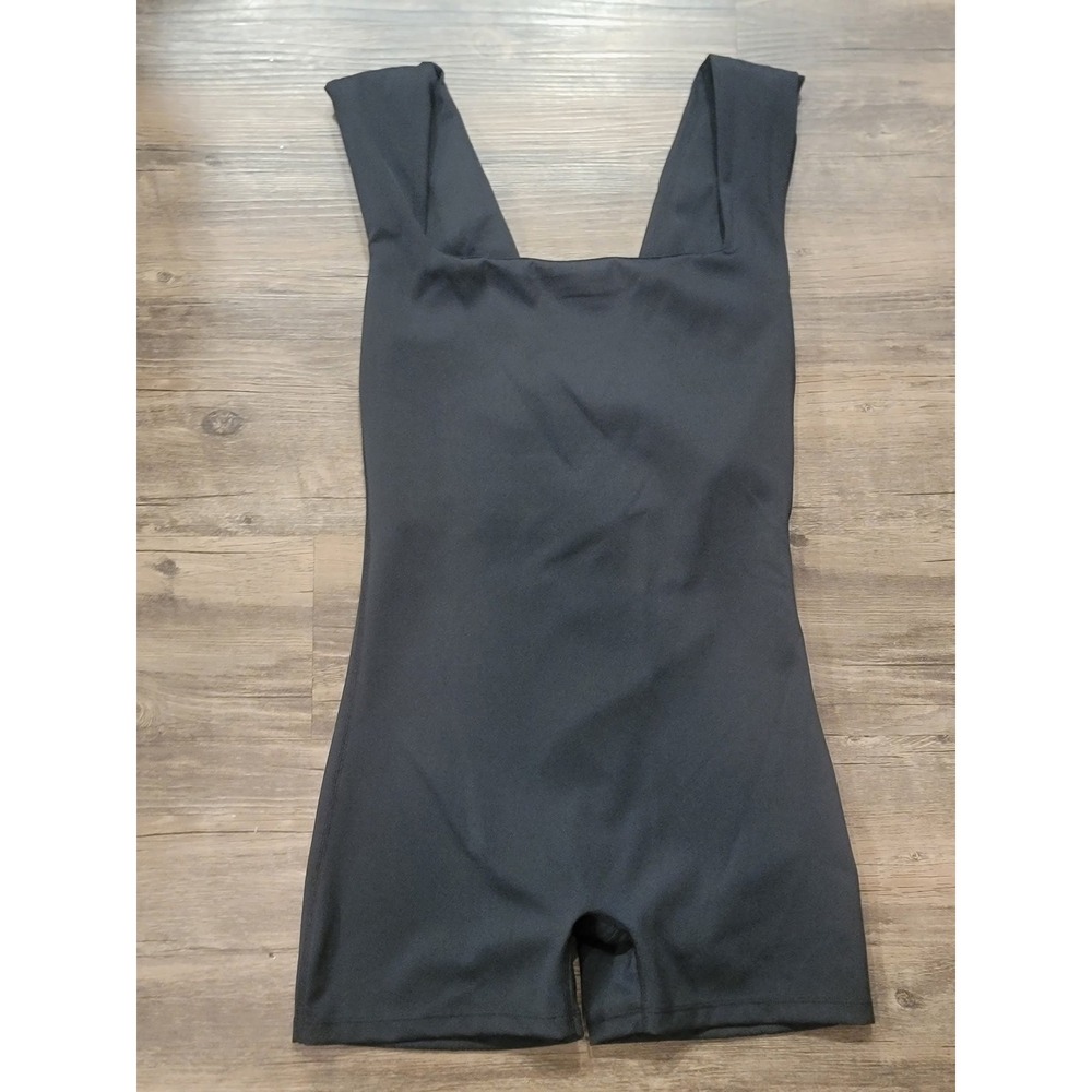 IVL Collective Women Black Activewear Bodysuit Square Neck Scoop Back Size 8